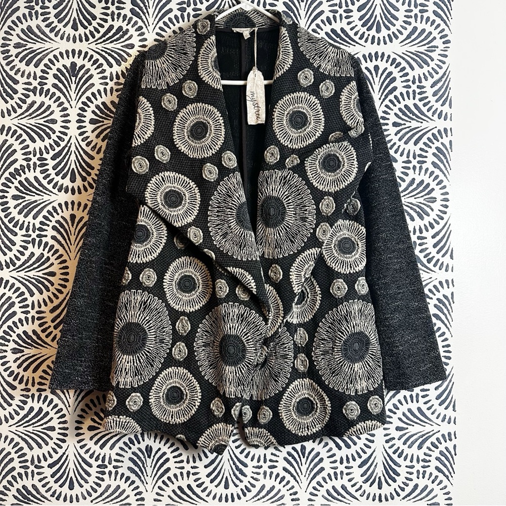 Mystree Bohemian Open Front Cardigan With Pockets FLAW